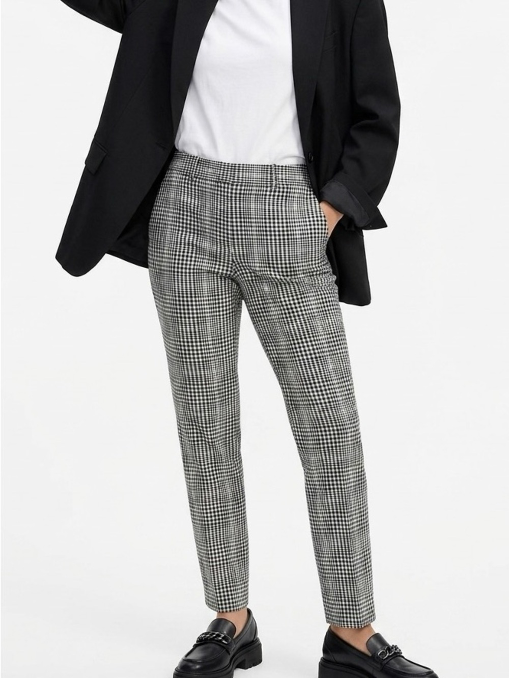MM LaFleur Mejia Plaid Sharkskin Straight Leg Wool Blend Trousers Pants 0 EUC